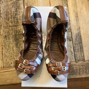 Burberry Bridle Housecheck Falcony Ballerina Flats